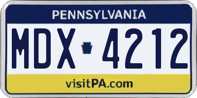 PA license plate MDX4212