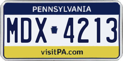 PA license plate MDX4213