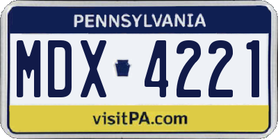PA license plate MDX4221