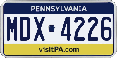 PA license plate MDX4226