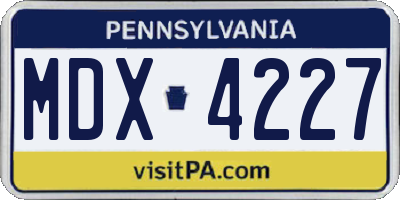 PA license plate MDX4227