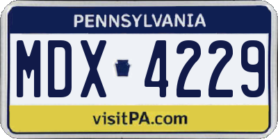PA license plate MDX4229