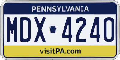 PA license plate MDX4240