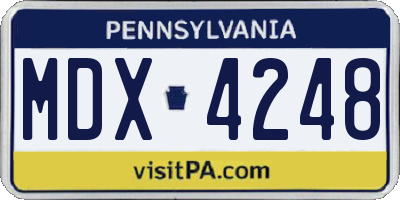 PA license plate MDX4248