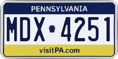PA license plate MDX4251
