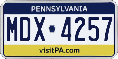 PA license plate MDX4257