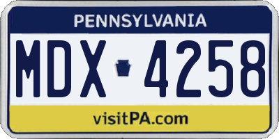 PA license plate MDX4258