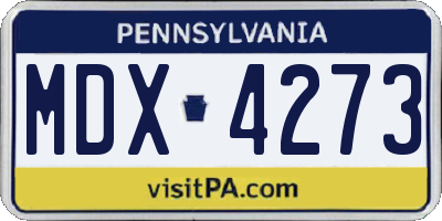 PA license plate MDX4273