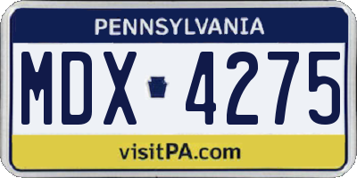 PA license plate MDX4275