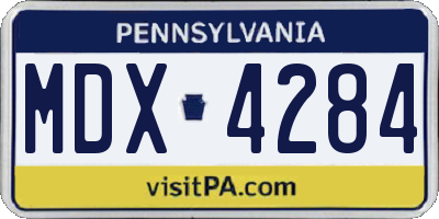 PA license plate MDX4284
