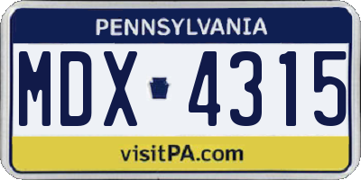 PA license plate MDX4315
