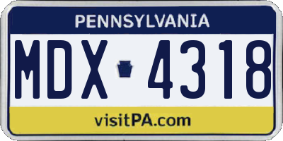 PA license plate MDX4318