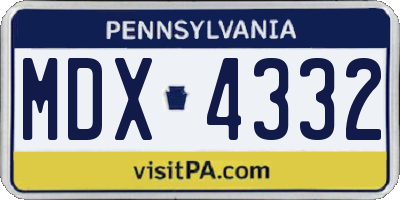 PA license plate MDX4332