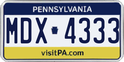 PA license plate MDX4333