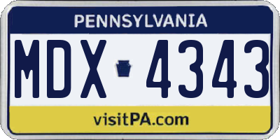PA license plate MDX4343