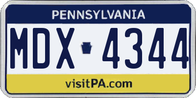 PA license plate MDX4344
