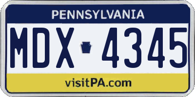 PA license plate MDX4345