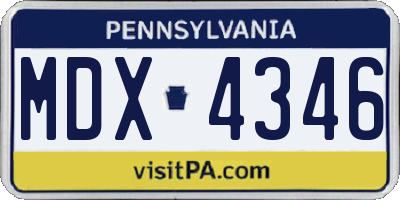 PA license plate MDX4346
