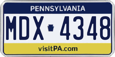 PA license plate MDX4348