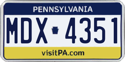 PA license plate MDX4351
