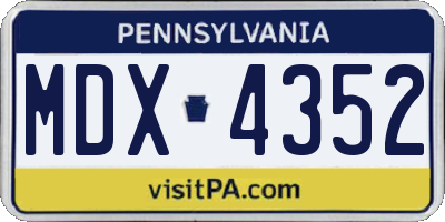 PA license plate MDX4352