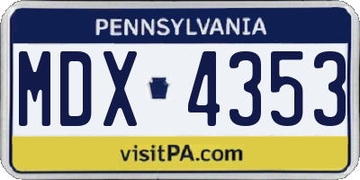 PA license plate MDX4353
