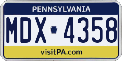 PA license plate MDX4358