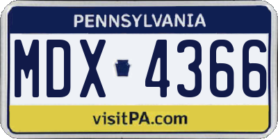 PA license plate MDX4366