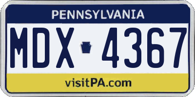 PA license plate MDX4367