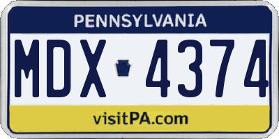 PA license plate MDX4374