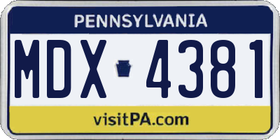 PA license plate MDX4381