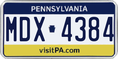 PA license plate MDX4384