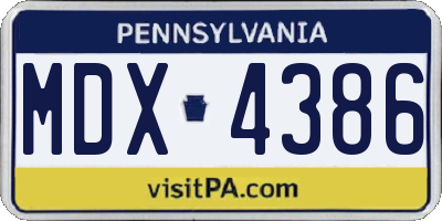 PA license plate MDX4386