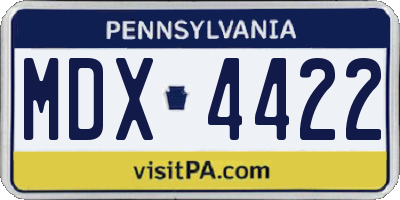 PA license plate MDX4422