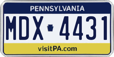 PA license plate MDX4431