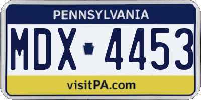 PA license plate MDX4453