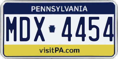 PA license plate MDX4454