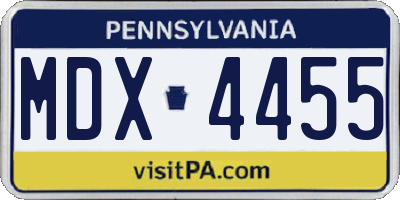 PA license plate MDX4455