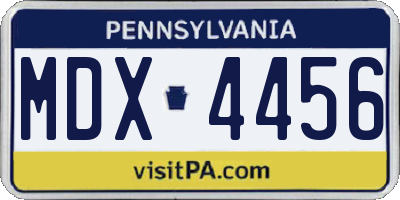 PA license plate MDX4456