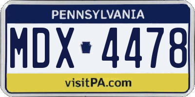 PA license plate MDX4478