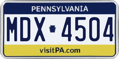 PA license plate MDX4504
