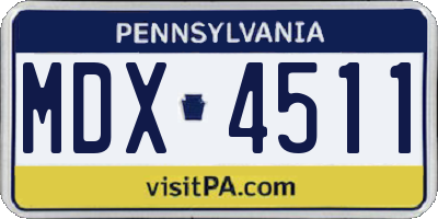 PA license plate MDX4511