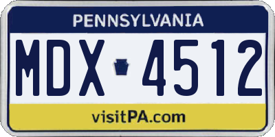 PA license plate MDX4512