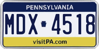 PA license plate MDX4518