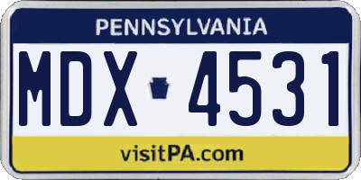 PA license plate MDX4531