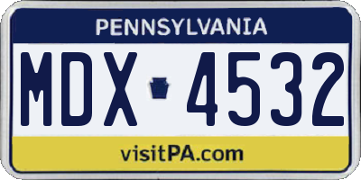 PA license plate MDX4532