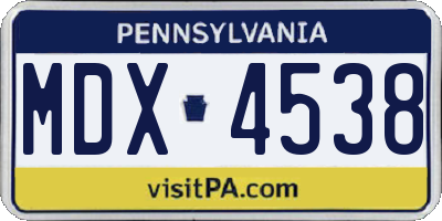 PA license plate MDX4538