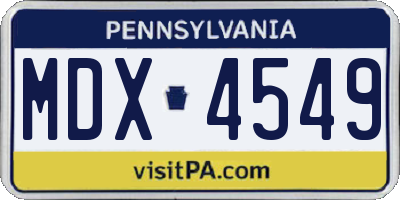 PA license plate MDX4549