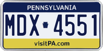 PA license plate MDX4551