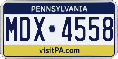 PA license plate MDX4558